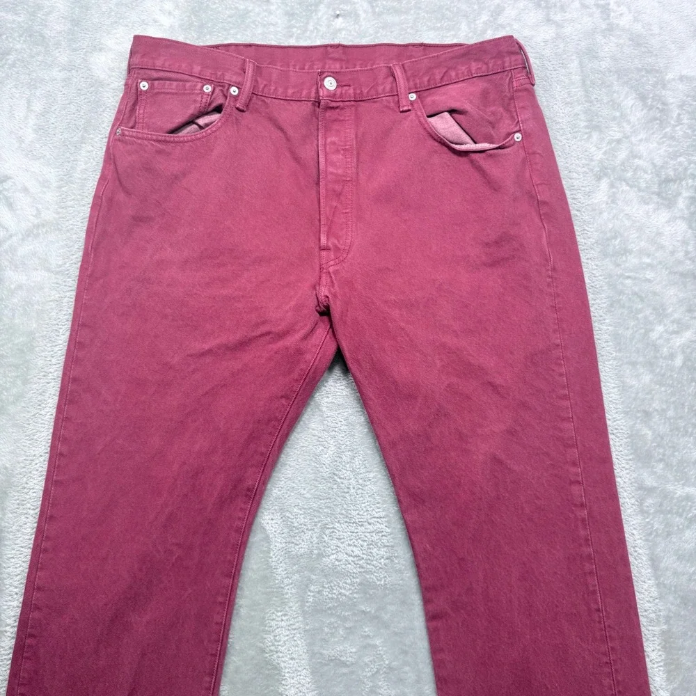 Levi's 501 Original Fit Mens 38x30 Pink Maroon Button Fly Straight Leg Jeans
